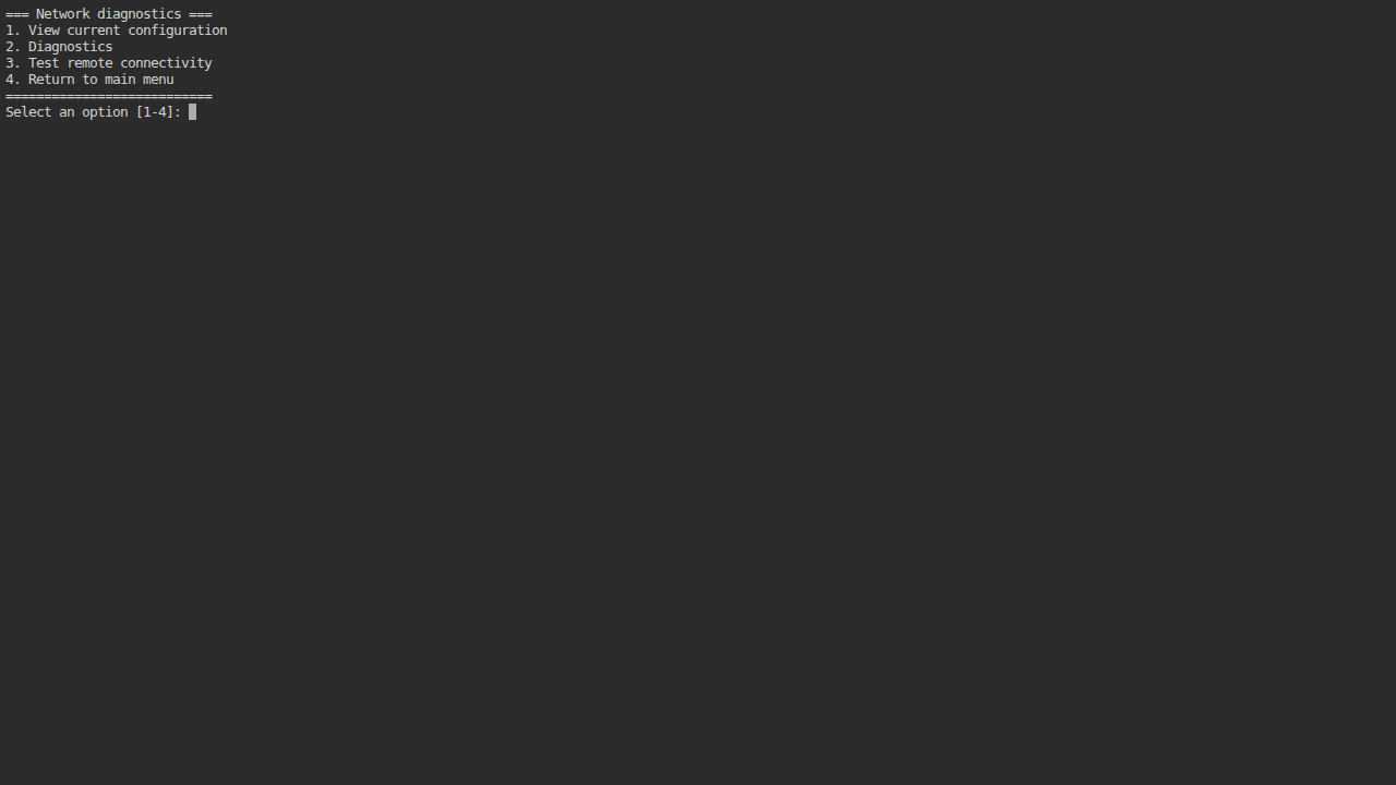 Sous-menu des diagnostics réseau