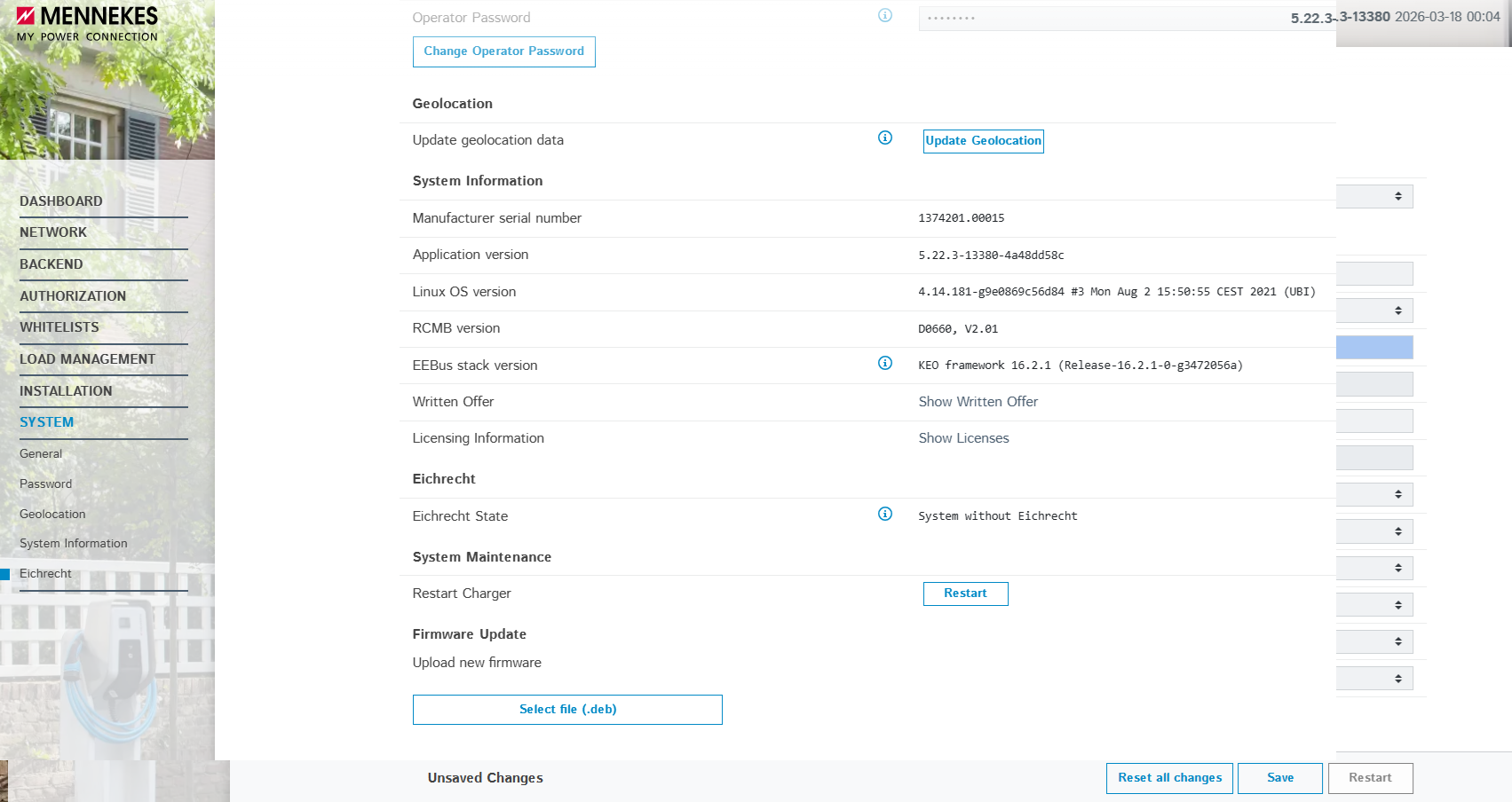 Reboot de la borne depuis l'interface web