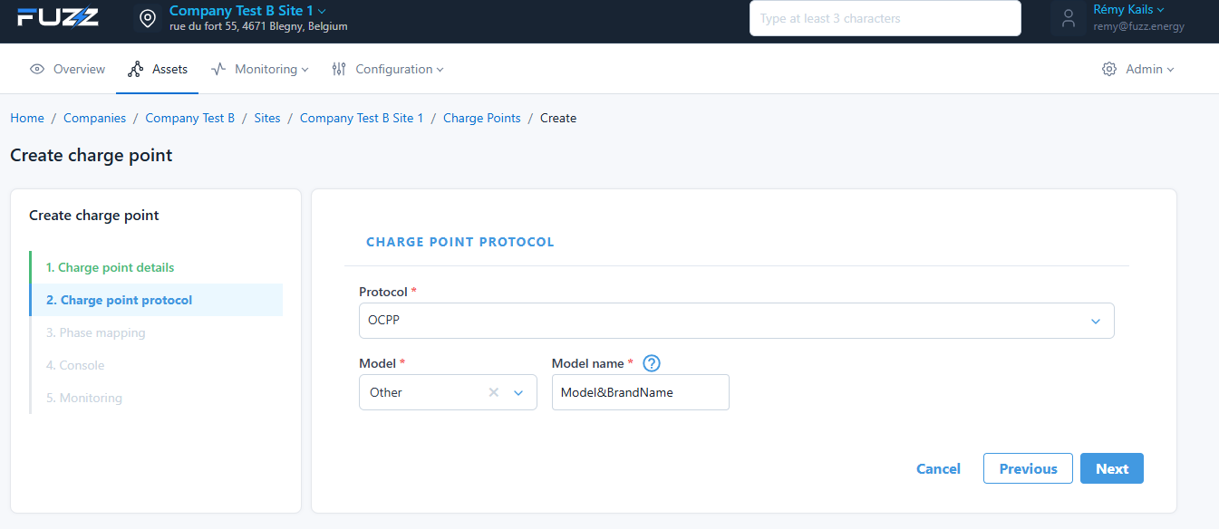 Configuration d'un point de charge : choix d'un modèle inconnu de borne (OCPP1.6 standard)