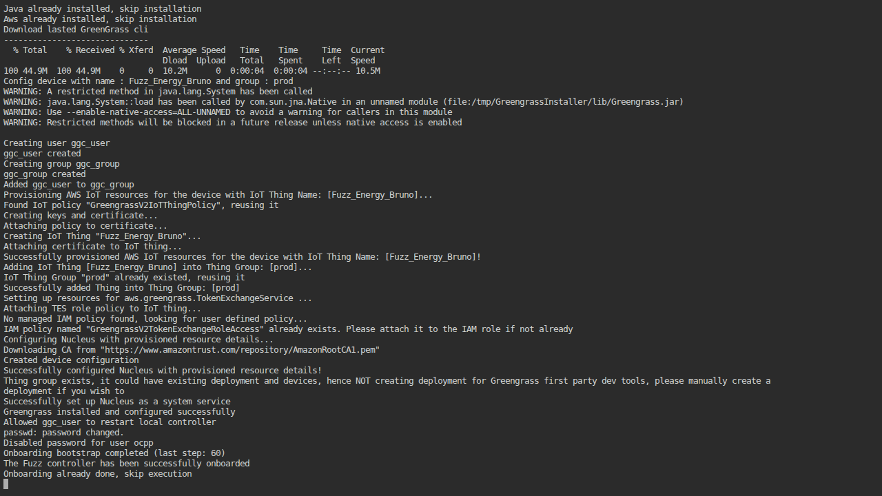 Onboarding status and log