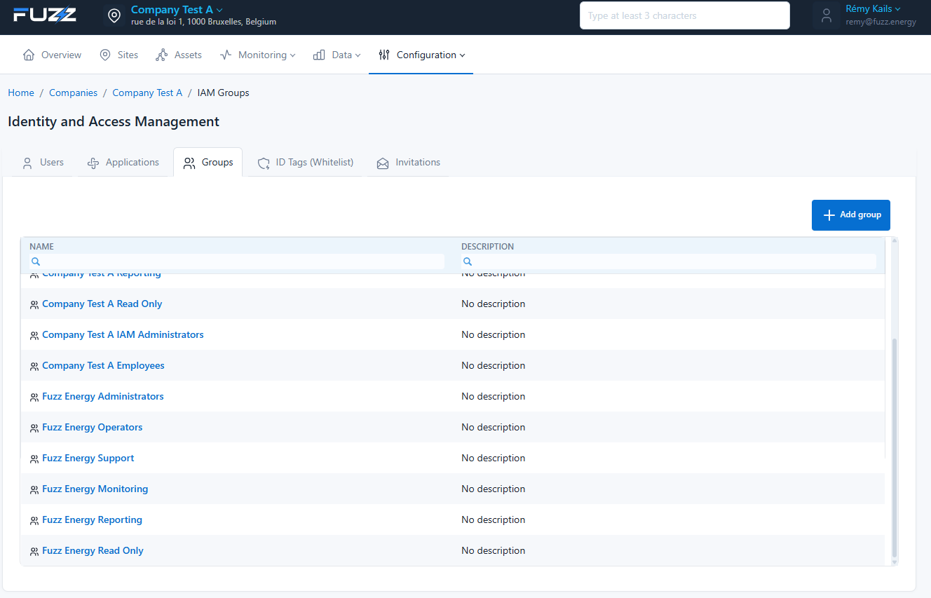 Company user group list