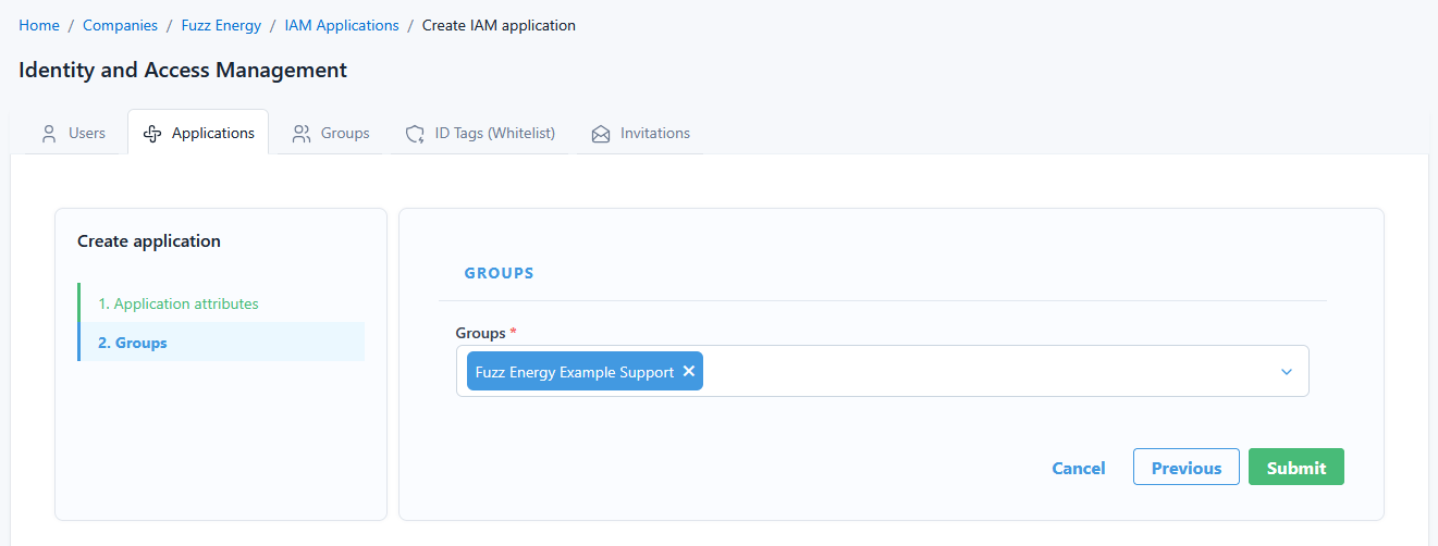 Create Application step 2