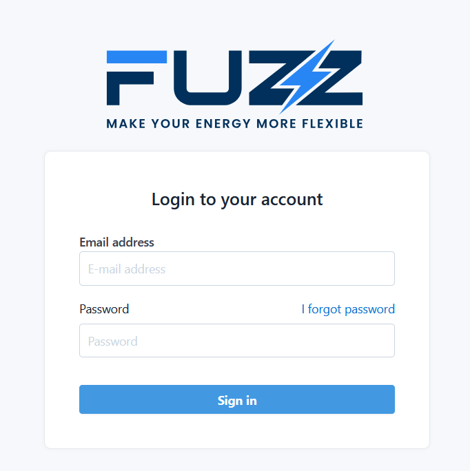 Fuzz.Energy console login page