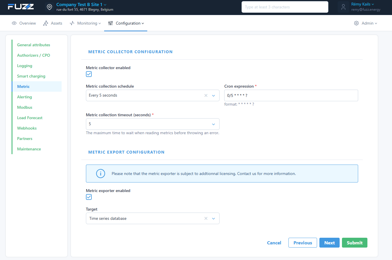 Site configuration: metric collection configuration (jobs and cron)
