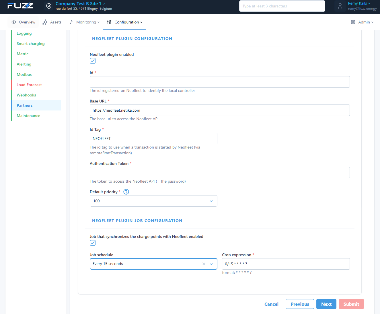 Site configuration: Neofleet integration enabled