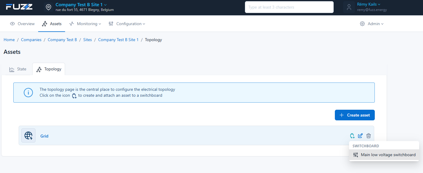 Creating the first switchboard in the topology