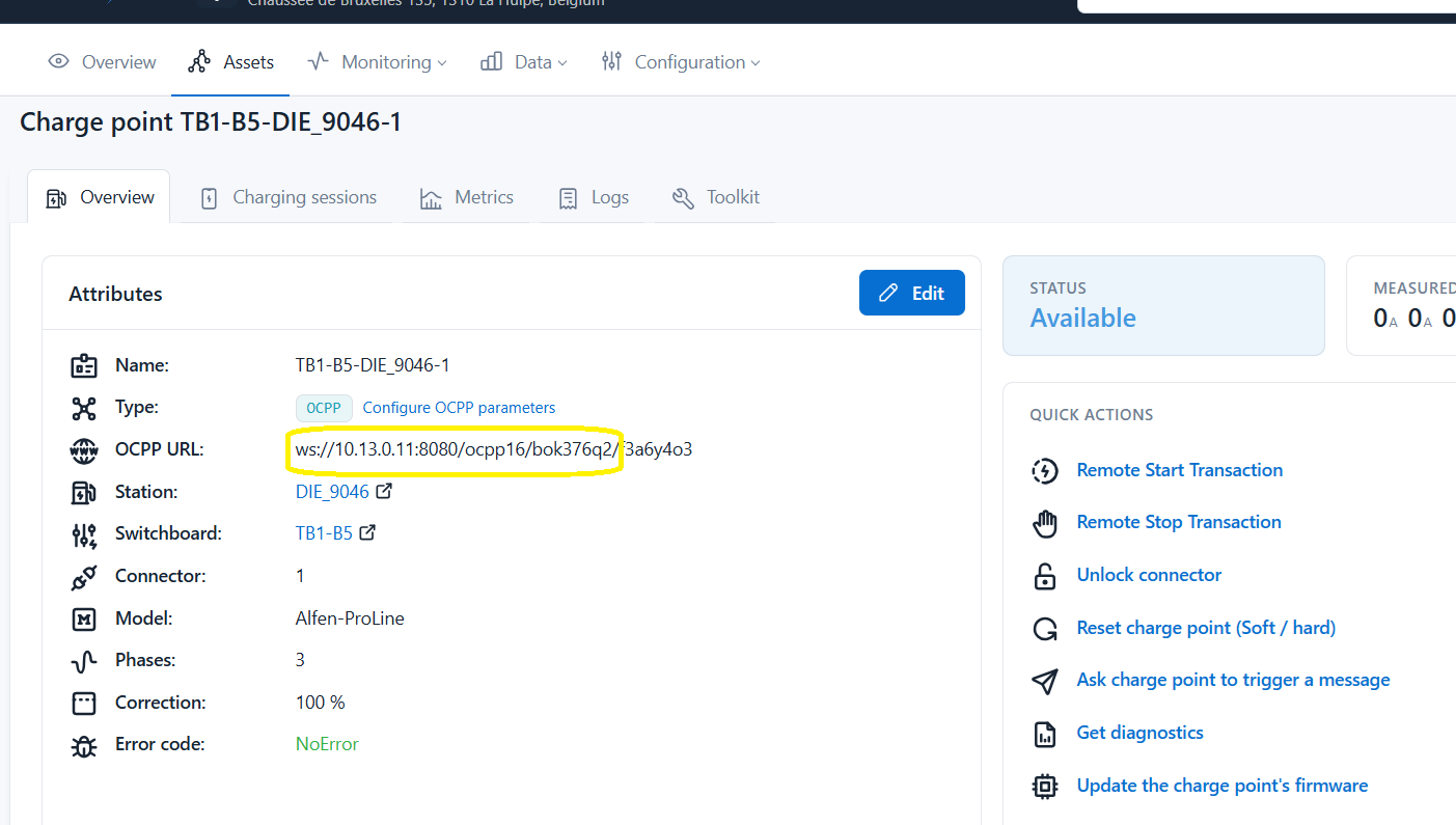 OCPP URL example